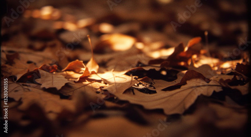 Golden Autumn Leaves Covering the Forest Floor
