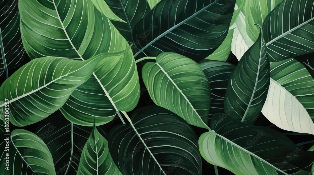 Obraz premium geometric painted green leaves