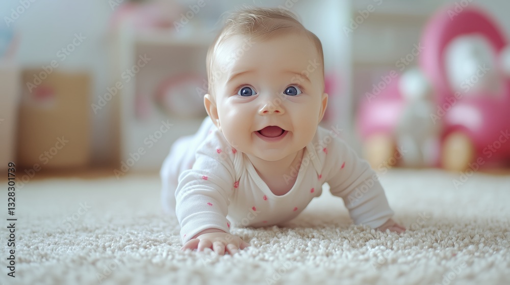 Indoor lifestyle happy baby crawling Indoor lifestyle happy baby crawling
