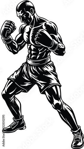 Black silhouette of an athlete boxer vector