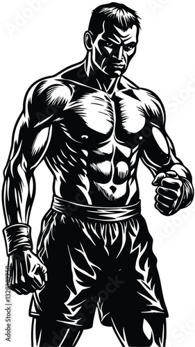 Black silhouette of an athlete boxer vector