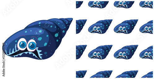 Seamless Blue Sea Creature Pattern