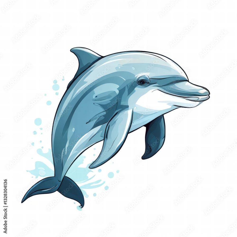 Obraz premium an AI Image Generator, Bright Illustration of a Dolphin Jumping