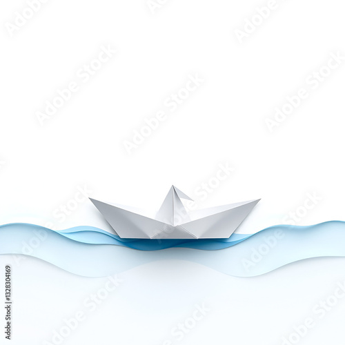 paper boat isolated on white background