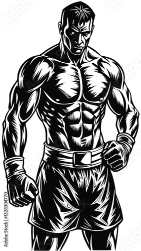 boxer silhouette design. athlete man with glove icon, sign and symbol