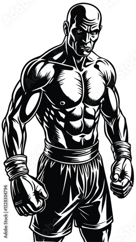 boxer silhouette design. athlete man with glove icon, sign and symbol