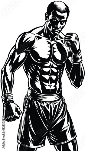 boxer silhouette design. athlete man with glove icon, sign and symbol