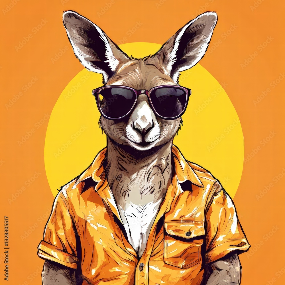 an AI Image Generator, Cartoon Kangaroo Wearing Sunglasses