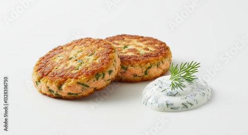 Delicious Golden Brown Salmon Patties with Dill Cream Sauce