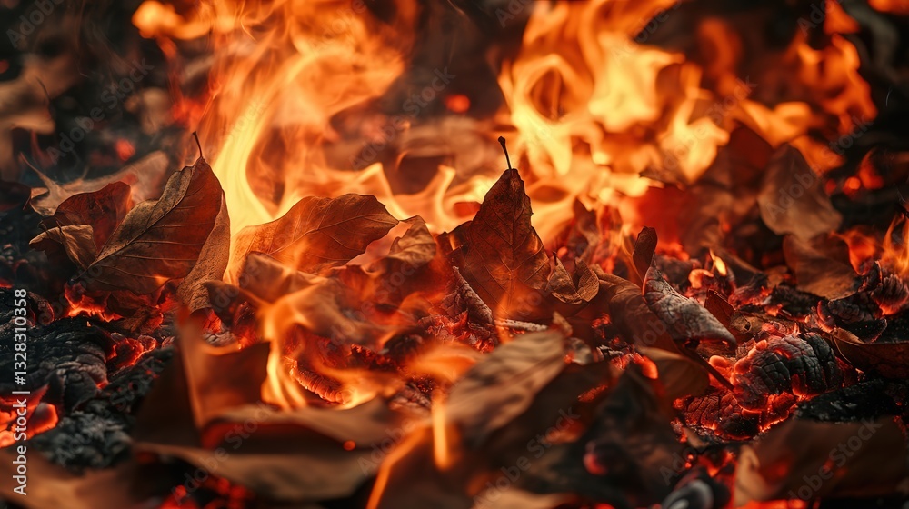 the slow burn of leaves in a controlled fire the slow burn of leaves in a controlled fire