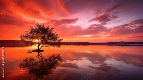 reflection orange water
