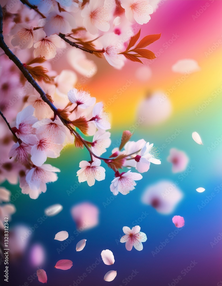 桜吹雪と虹のグラデーション 桜吹雪と虹のグラデーション