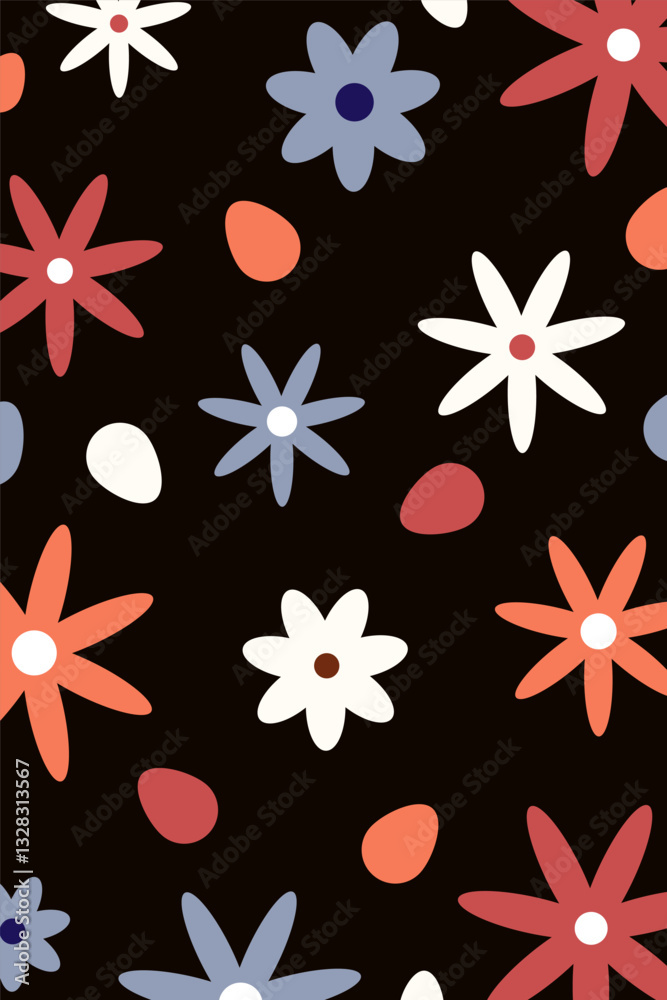 Pattern with flowers and Easter eggs. Vector illustration Pattern with flowers and Easter eggs. Vector illustration
