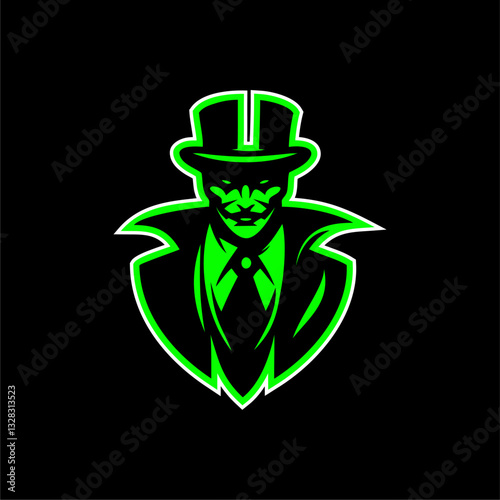 Neon Gentleman Villain Vector Logo