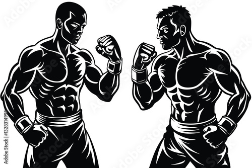 Boxer Player Black Vector Illustration isolated on white background