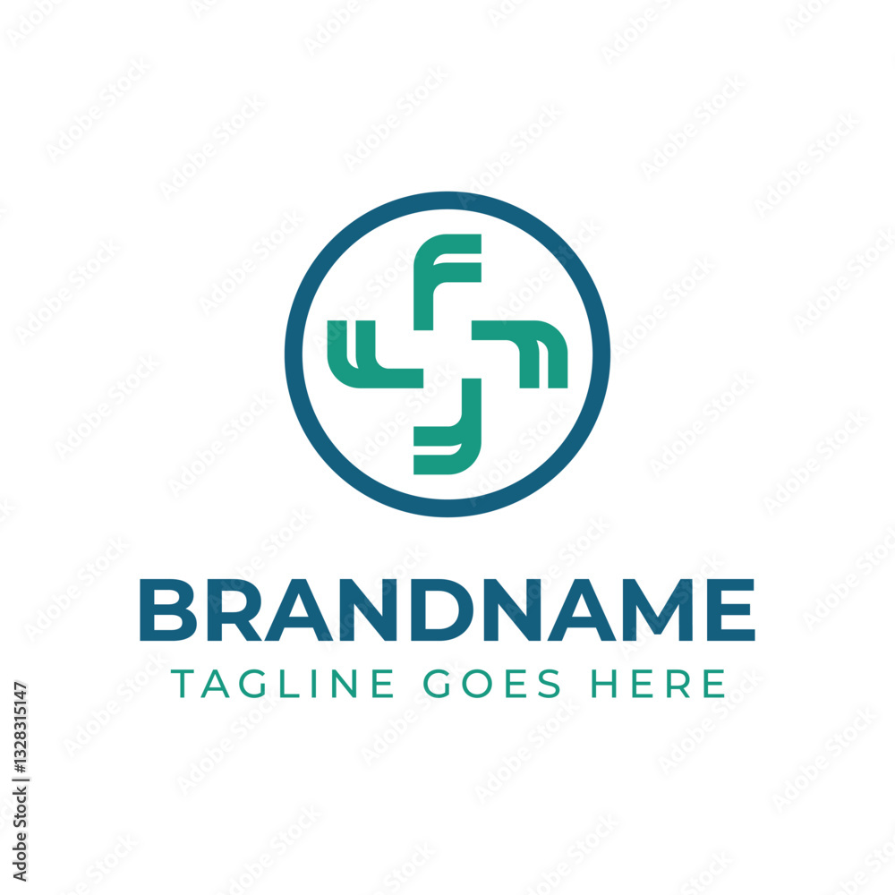 Letters FFFF Medical Cross Circle Logo, symbolizing health, care, and balance Letters FFFF Medical Cross Circle Logo, symbolizing health, care, and balance