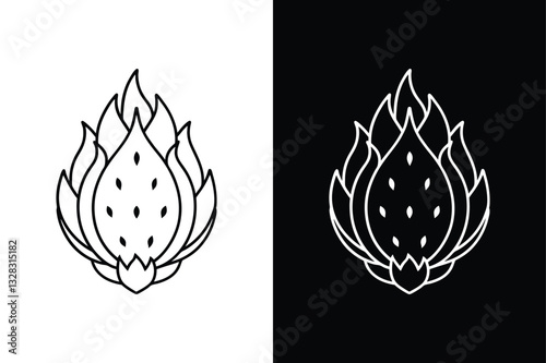 Minimalist Dragon Fruit line Icon. Modern Flat Design Vector