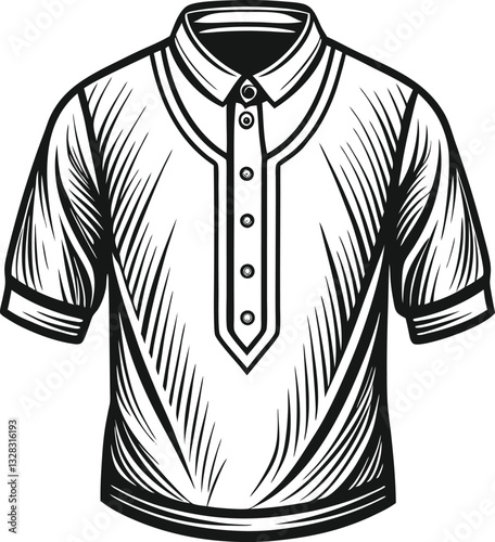 Henley shirt long sleeve and short sleeve, Technical Drawing Flat Drawing Template.