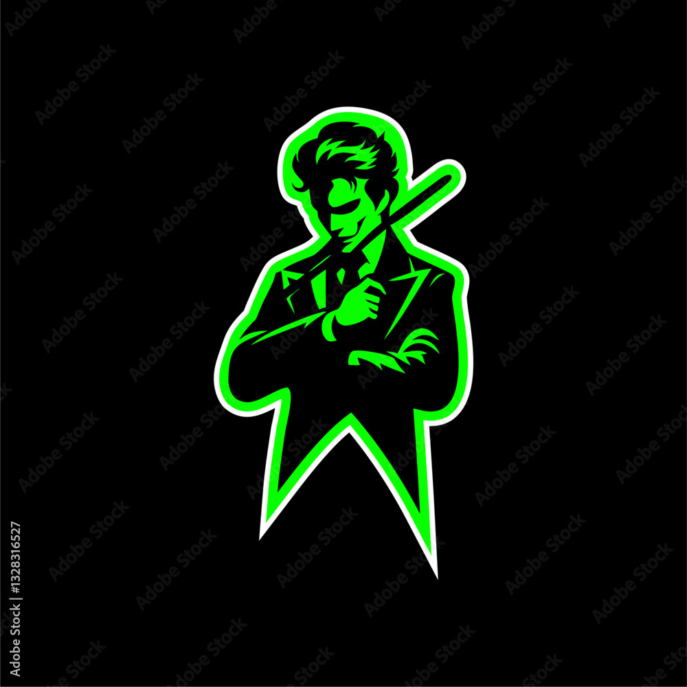 Fototapeta premium Neon Gangster Silhouette Vector Logo