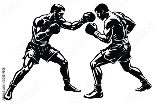 boxer man black silhouette