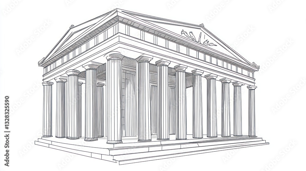 Fototapeta premium Classical Greek Temple Architectural Drawing