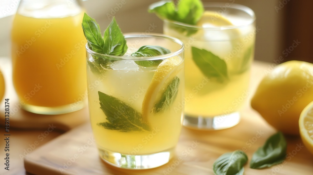 sugar-free lemonade infused with fresh basil and honey sugar-free lemonade infused with fresh basil and honey