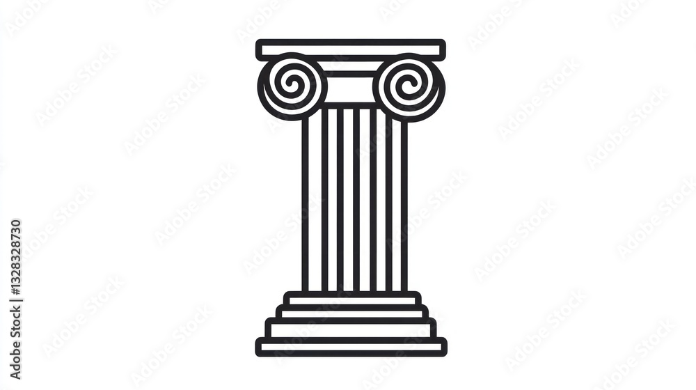 Classic Column Drawing, Architectural Design, Illustration Classic Column Drawing, Architectural Design, Illustration