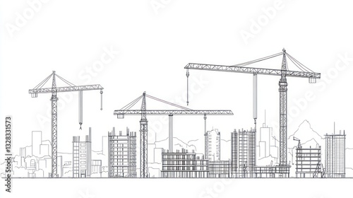 Construction Site Blueprint Cityscape