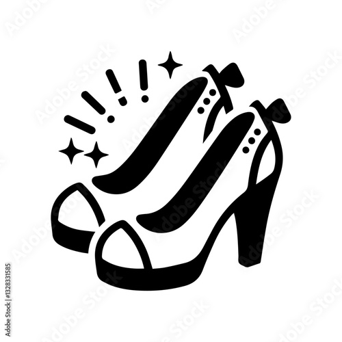 vector illustration of a pair of shoes & female shoe with high heels