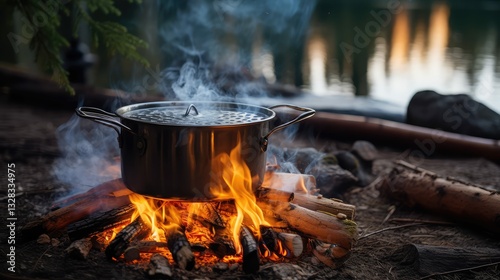 Wallpaper Mural campfire pot of boiling water Torontodigital.ca