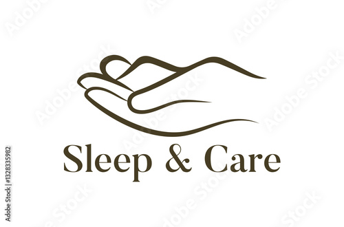 Human Body Sleep In Hand Care Logo Design, Comfort Zone Logo, Relax Body Logo, Wellness Spa Aesthetic Feel, Refresh Body And Soul Logo, Vector Icon Symbol Silhouette Illustration brand Luxury business