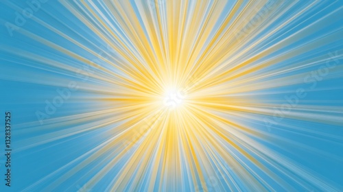 Bright white sunburst emanating rays of light against a bright blue background