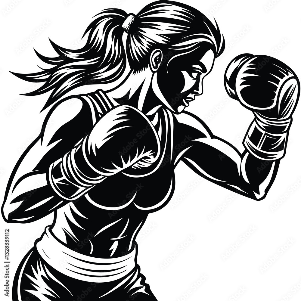 Obraz premium silhouette of a boxing woman