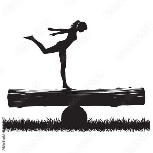 Silhouette Balance Beam Gymnastics Performance Determination and Skill Exercise
