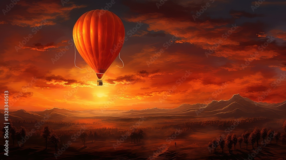 Obraz premium drifting orange balloon