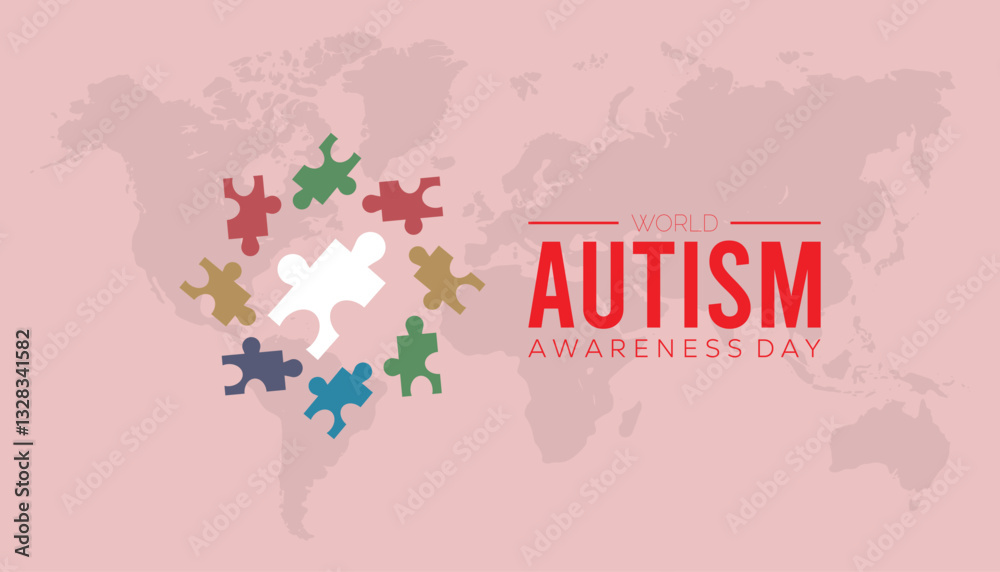 Obraz premium April is World Autism Awareness Day. Vector template Design for banner, greeting card, poster, prints, social media post ,flyer , T shirt with background.