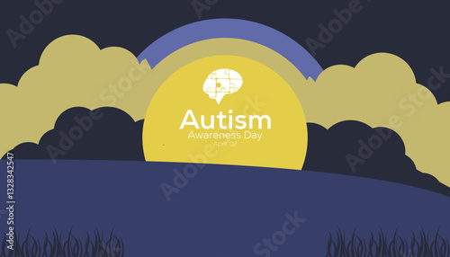 April is World Autism Awareness Day. Vector template Design for banner, greeting card, poster, prints, social media post ,flyer , T shirt with background.