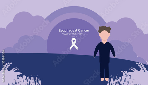 April is Esophageal Cancer Awareness Month. Vector template Design for banner, greeting card, poster, prints, social media post ,flyer , T shirt with background.