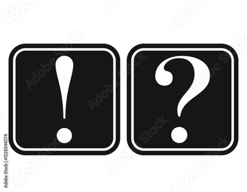 ビックリマークとはてなマーク　四角　黒