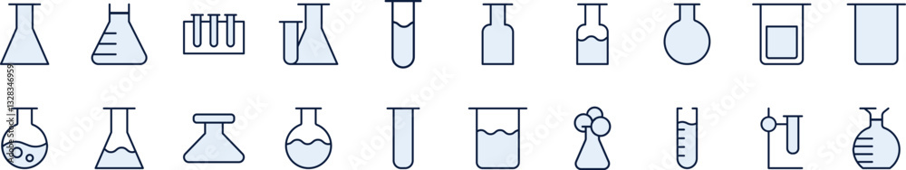 Light Blue Lab Flask Filled Color Icon Set. Minimalistic Linear Pictogram for Web and Graphic Design, Apps, Banners, Social Network and Cards Light Blue Lab Flask Filled Color Icon Set. Minimalistic Linear Pictogram for Web and Graphic Design, Apps, Banners, Social Network and Cards