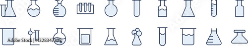 Light Blue Lab Flask Filled Color Icon Pack. Minimalistic Linear Pictogram for Web and Graphic Design, Apps, Banners, Social Network and Cards