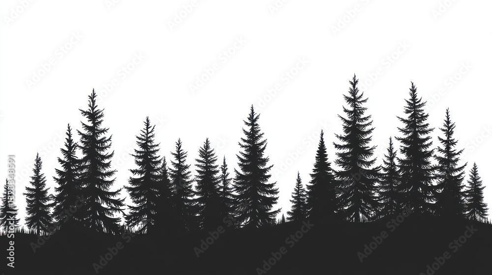 Obraz premium Forest silhouette, simple, clean design. Stock image