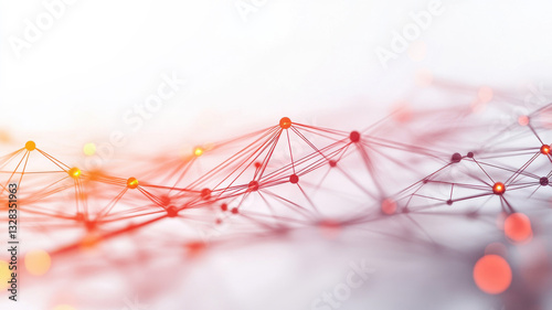 a network of connected dots and lines representing data, communication and technology.