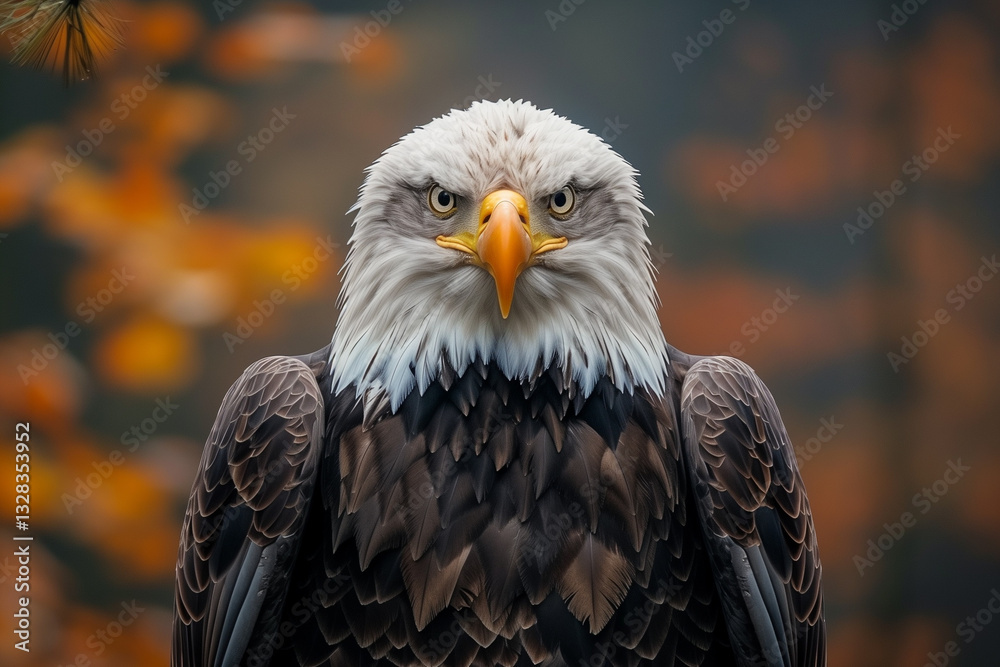 Fototapeta premium A bald eagle perched on a forests