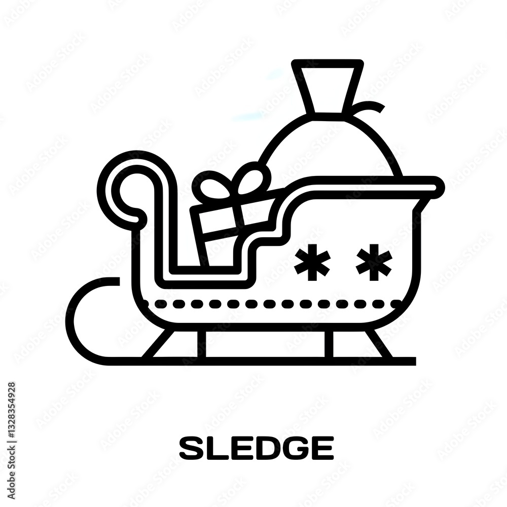 Sledge editable stroke outline icon isolated on white background flat vector illustration, black outline, Pixel perfect Sledge editable stroke outline icon isolated on white background flat vector illustration, black outline, Pixel perfect