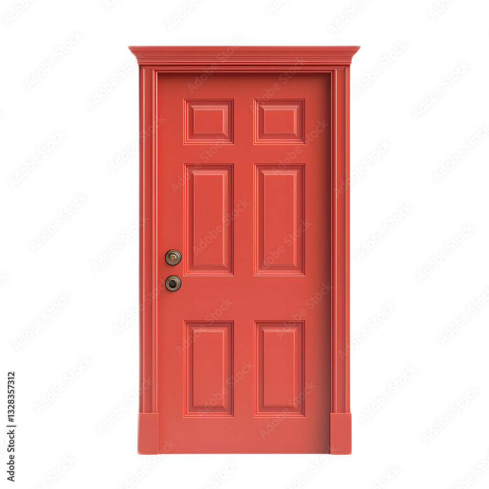 Red Wooden Door with Geometric Pattern 3D Rendered Emoji Isolated Red Wooden Door with Geometric Pattern 3D Rendered Emoji Isolated