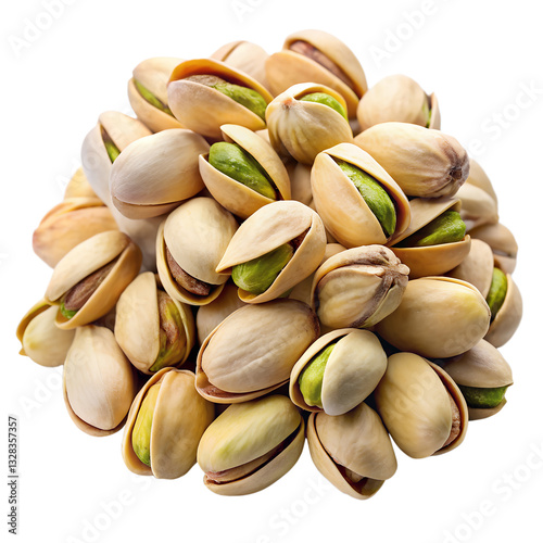 A Delicious Pile of Roasted Salted Pistachios Ready to Eat isolated on transparent background Generative AI