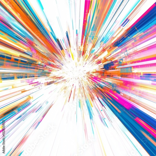 Explosion of Energy with Intersecting Light and Colors
