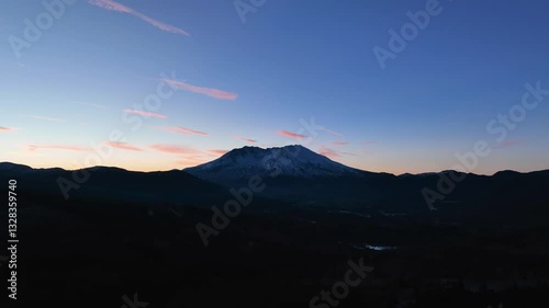 Sunrise at Mt St Helens in the Beautiful Pine Forest Cascade Mountains in Washington USA