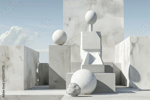 High Detail Picture of Minimalist White Podium with Dna Helix Animation Backdrop photo